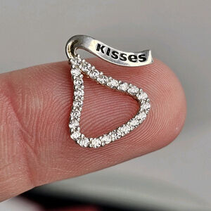 Hershey Kisses Pendant Sterling Silver 925 CZ Chocolate Candy Charm w/ Gift Box